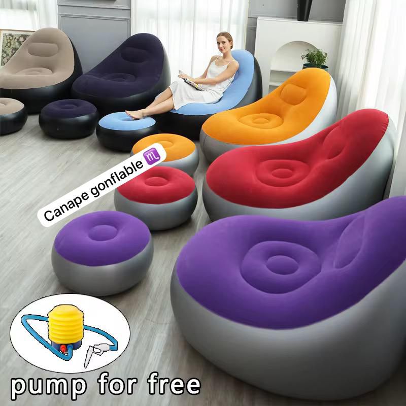 Canapé gonflable avec coussin pour les pieds et Pompe