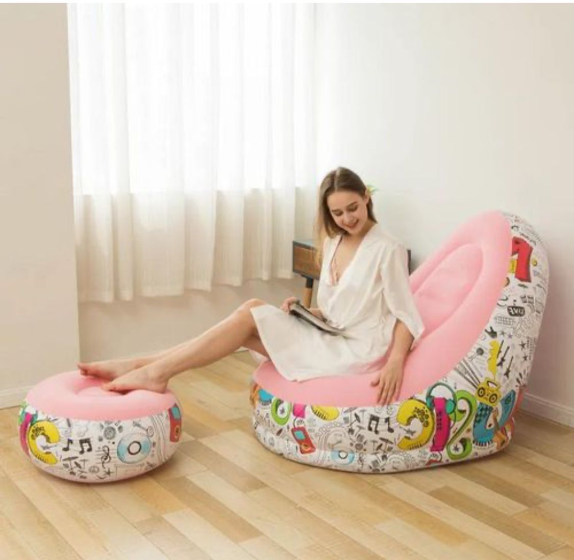 Canapé gonflable avec coussin pour les pieds et Pompe
