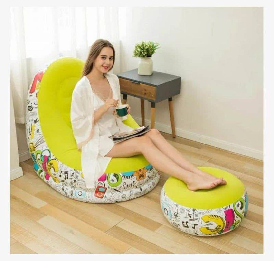 Canapé gonflable avec coussin pour les pieds et Pompe